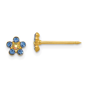Inverness 14k Blue and Aurora Borealis Crystal Flower Post Piercing Earrings