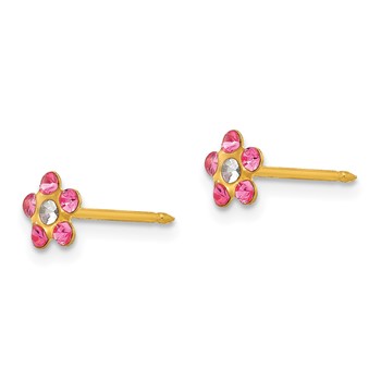 Inverness 14k Rose and Aurora Borealis Crystal Flower Post Piercing Earrings — alternate view