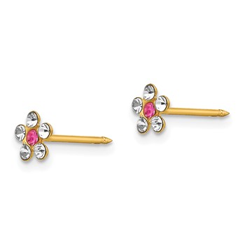 Inverness 14k Clear and Rose Crystal Flower Post Piercing Earrings — alternate view