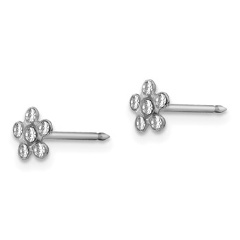 Inverness 14k White Gold Clear Crystal Flower Post Piercing Earrings — alternate view
