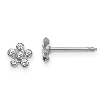 Inverness 14k White Gold Clear Crystal Flower Post Piercing Earrings