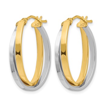 Leslie's 14K with Rhodium Polished Hinged Hoop Earrings — alternate view