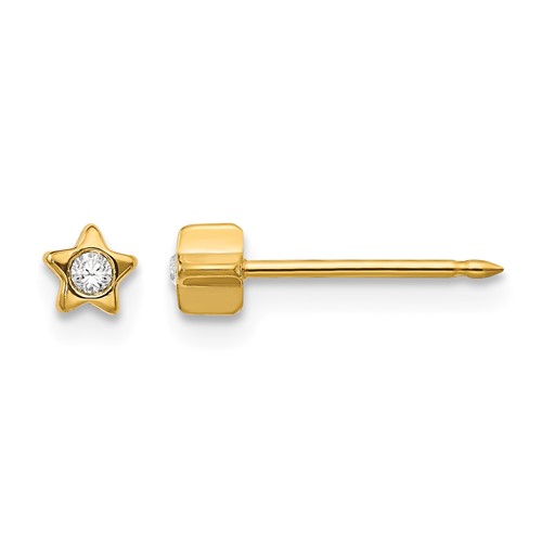 Inverness Stainless Steel 24K Gold-plated Star with Crystal Earrings