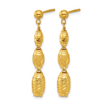 Herco 24K Polished Textured and Faceted Bead Post Dangle Earrings — alternate view