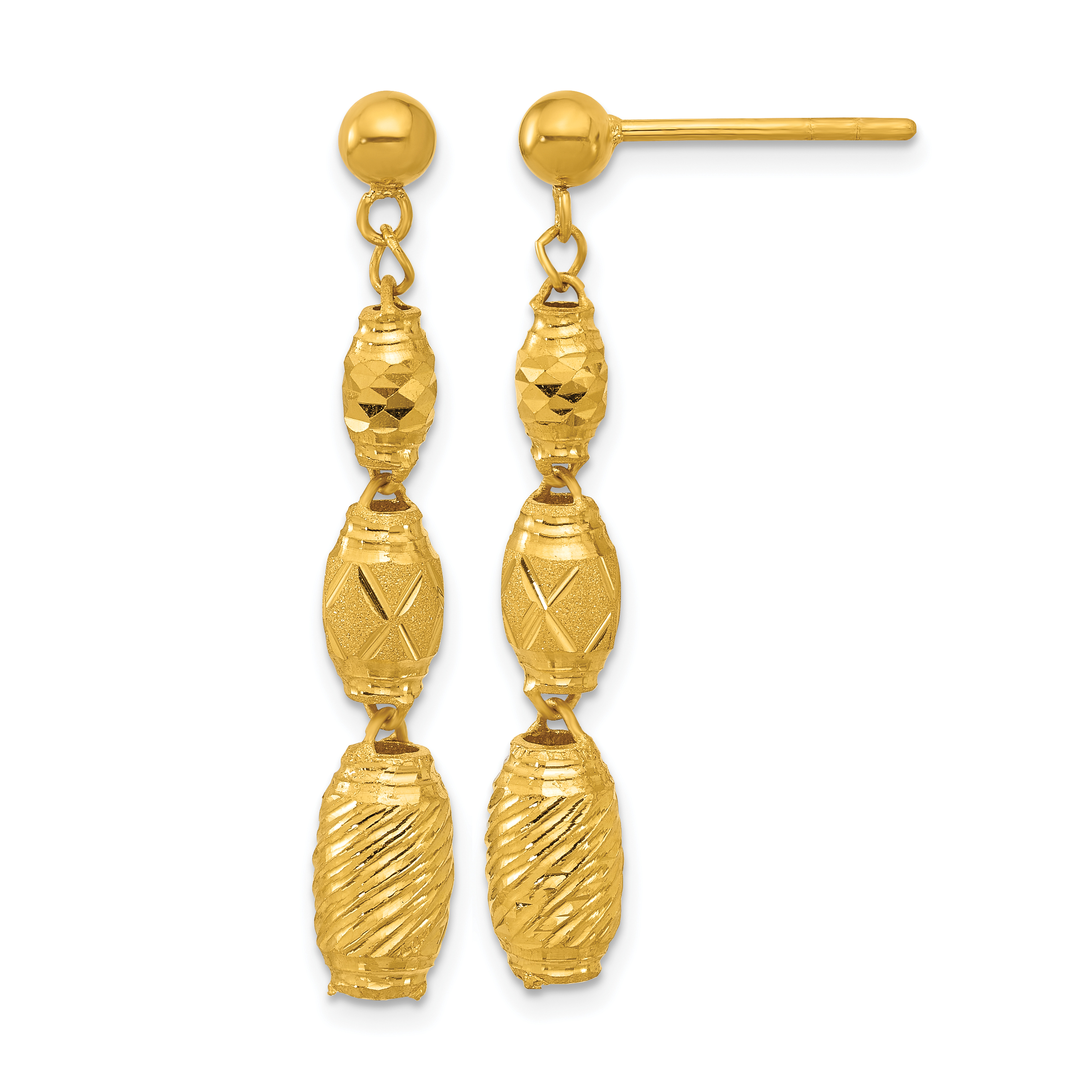 Herco 14K Textured FW Cultured Pearl & Three Disc Dangle