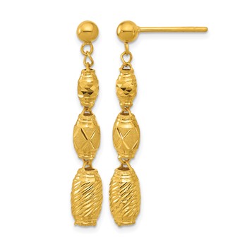 Herco 24K Polished Textured and Faceted Bead Post Dangle Earrings