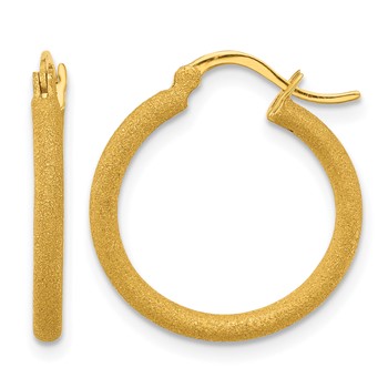 Herco 24K Laser-cut 2x19.25mm with 18k Clutch Round Hoop Earrings