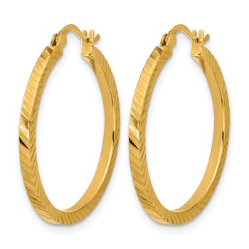 Herco 24K Polished and Diamond-cut 1.9 x 26.5mm with 18k Clutch Round Hoop Earrings — alternate view