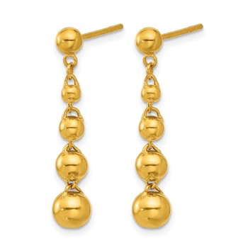 Herco 24K Polished Graduated Beads with Au900 Back and Post Dangle Earrings — alternate view