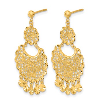 Herco 24K Polished Diamond-cut and Filigree with Au900 Back and Post Dangle Earrings — alternate view