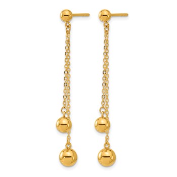 Herco 24K Polished 2-Strand Beaded with Au900 Back and Post Dangle Earrings — alternate view