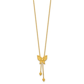 Herco 24K Polished and Textured Butterfly Lariat 18 Inch Necklace — alternate view