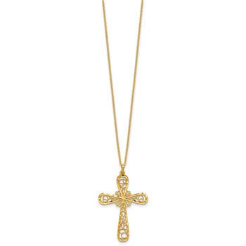 Herco 24K Polished Diamond-cut and Filigree Cross 18 Inch Necklace — alternate view