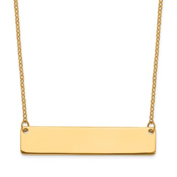 Herco 24K Polished Solid Classic Bar 18 Inch with 2 Inch Extension Necklace
