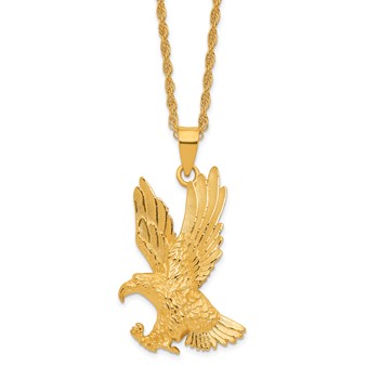 Herco 24K Polished and Textured Solid Eagle 22 Inch Necklace