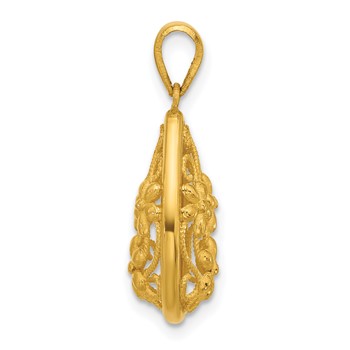 Herco 24K Polished and Textured Floral Teardrop Pendant — alternate view