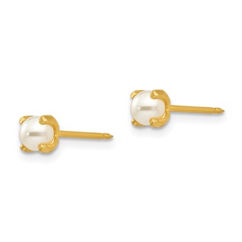 Inverness 18k 4mm Prong Simulated Pearl Post Piercing Earrings — alternate view
