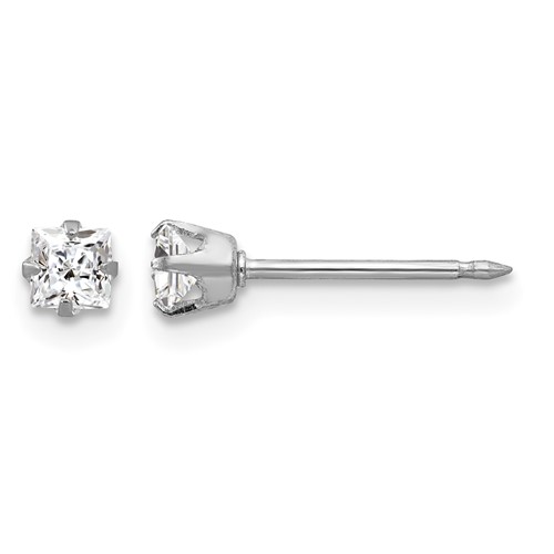 Inverness 18k White 3mm Square CZ Earrings