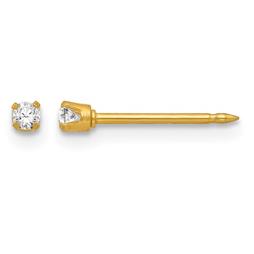 Inverness 18k 2mm CZ Post Earrings