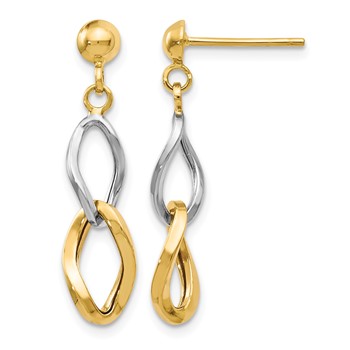 Leslie's 14K Two-tone Polished Post Dangle Earrings