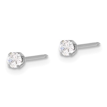 Inverness 14K White Gold 3mm CZ Long Post Piercing Earrings — alternate view
