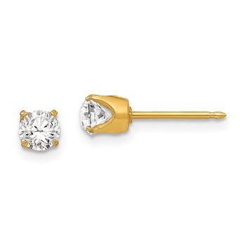 Inverness Stainless Steel 24K Gold-plated 5mm Austrian Crystal Post Piercing Earrings