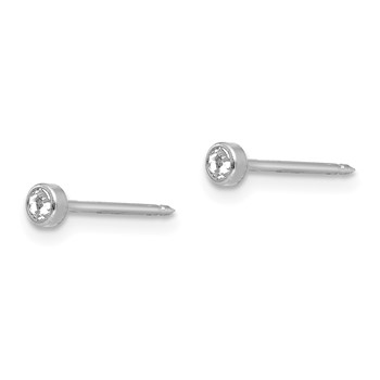 Inverness 14k White 3mm Crystal Bezel Piercing Earrings — alternate view