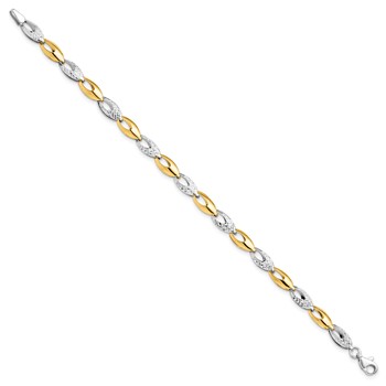 Leslie's 14K Two-tone Polished and Diamond-cut Fancy Link Bracelet — alternate view
