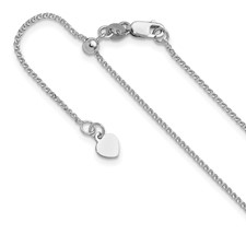 Image of Leslie's 14K White Gold Adjustable 1.2 mm D/C Double Curb Chain