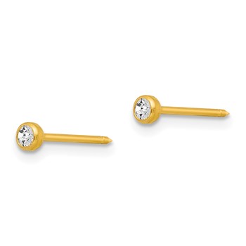 Inverness 14k 3mm Crystal Bezel Post Piercing Earrings — alternate view