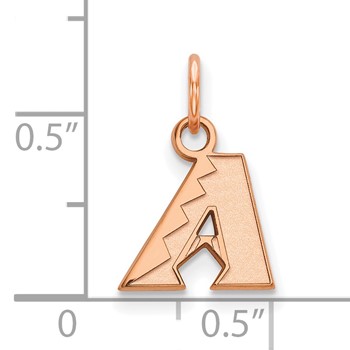 14k Rose Gold Major League Baseball LogoArt Arizona Diamondbacks Letter A Pendant — alternate view