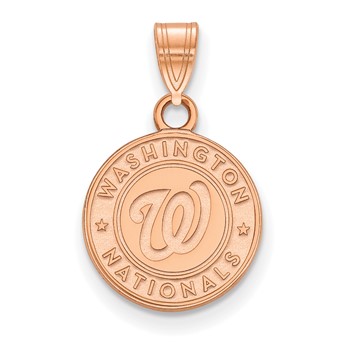 14k Rose Gold Major League Baseball LogoArt Washington Nationals Circle Small Pendant