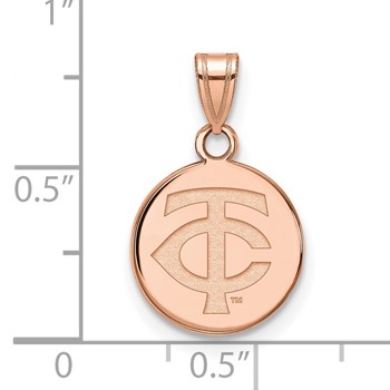 14k Rose Gold Major League Baseball LogoArt Minnesota Twins Small Pendant — alternate view