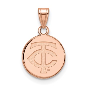 14k Rose Gold Major League Baseball LogoArt Minnesota Twins Small Pendant