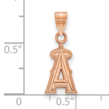 14k Rose Gold Major League Baseball LogoArt Los Angeles Angels Letter A Small Pendant — alternate view