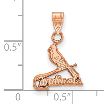 14k Rose Gold Major League Baseball LogoArt St. Louis Cardinals Bird/Bat Small Pendant — alternate view
