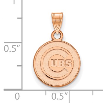 14k Rose Gold Major League Baseball LogoArt Chicago Cubs Small Pendant — alternate view