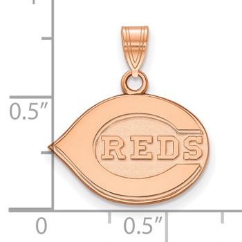 14k Rose Gold Major League Baseball LogoArt Cincinnati Reds Small Pendant — alternate view