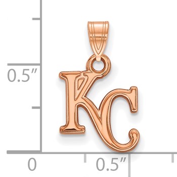 14k Rose Gold Major League Baseball LogoArt Kansas City Royals Letters K-C Pendant — alternate view