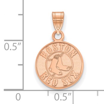 14k Rose Gold Major League Baseball LogoArt Boston Red Sox Small Pendant — alternate view