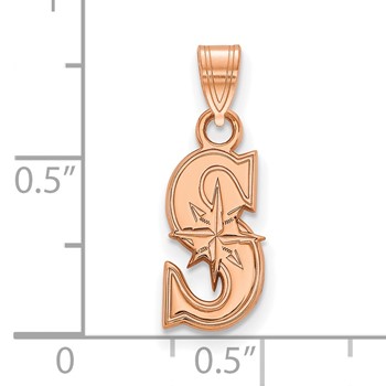 14k Rose Gold Major League Baseball LogoArt Seattle Mariners Letter S Small Pendant — alternate view