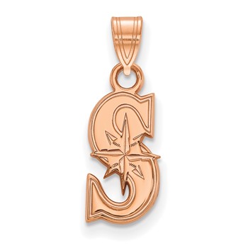 14k Rose Gold Major League Baseball LogoArt Seattle Mariners Letter S Small Pendant