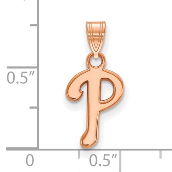 14k Rose Gold Major League Baseball LogoArt Philadelphia Phillies Letter P Small Pendant — alternate view