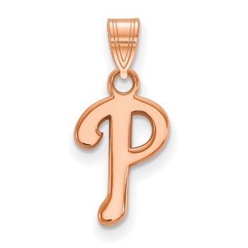 14k Rose Gold Major League Baseball LogoArt Philadelphia Phillies Letter P Small Pendant