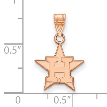14k Rose Gold Major League Baseball LogoArt Houston Astros Letter H Star Pendant — alternate view