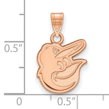 14k Rose Gold Major League Baseball LogoArt Baltimore Orioles w/Cap Small Pendant — alternate view