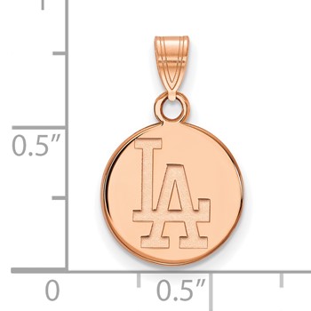 14k Rose Gold Major League Baseball LogoArt Los Angeles Dodgers Small Disc Pendant — alternate view