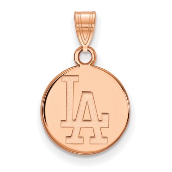 14k Rose Gold Major League Baseball LogoArt Los Angeles Dodgers Small Disc Pendant