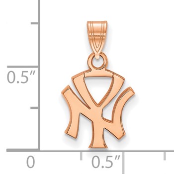 14k Rose Gold Major League Baseball LogoArt New York Yankees N-Y Small Pendant — alternate view