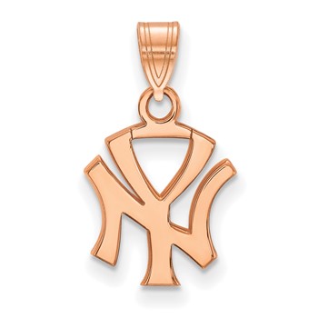 14k Rose Gold Major League Baseball LogoArt New York Yankees N-Y Small Pendant